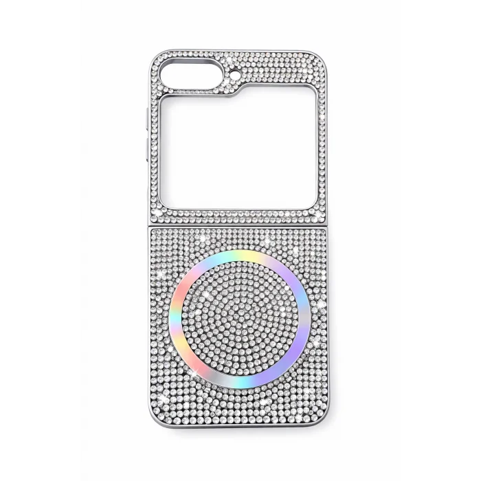 Samsung Z Flip 5 Kılıf Diamont MagSafe Hologramlı Telefon Kılıfı