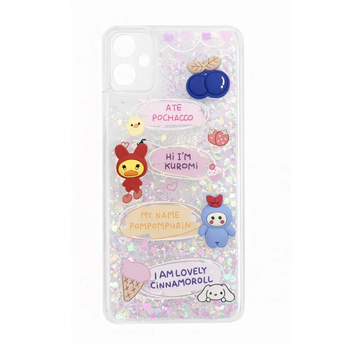 Samsung A05 Uyumlu Sulu Simli Karakterli Telefon Kılıfı