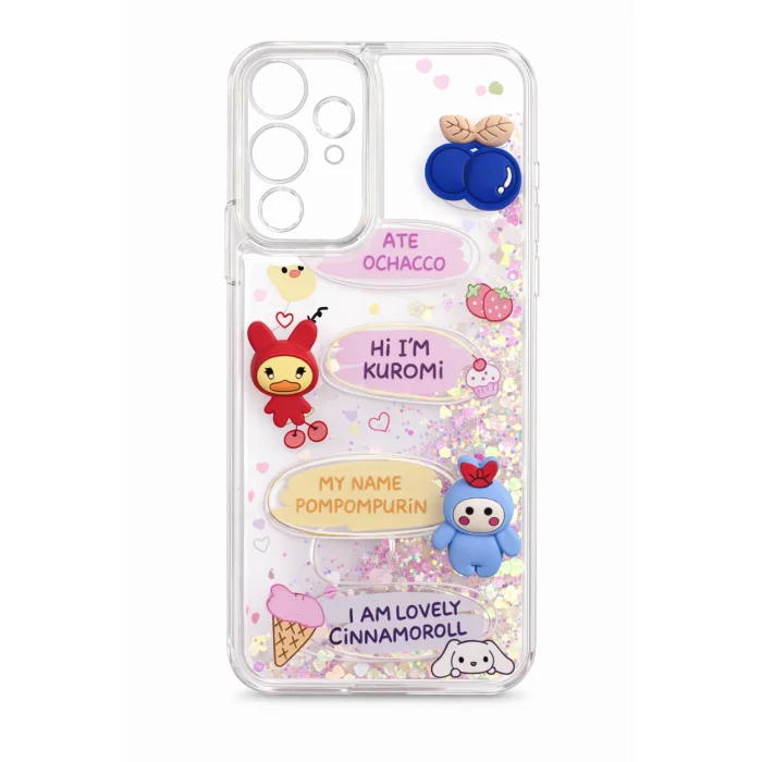 Samsung A15Uyumlu Sulu Simli Karakterli Telefon Kılıfı