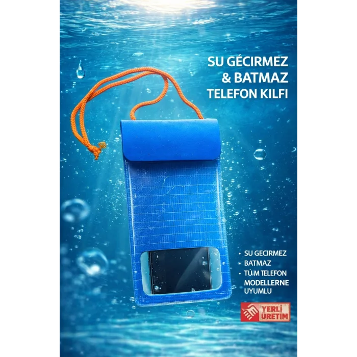 Tüm Telefon Modelleri ile Uyumlu Kilitli Su Geçirmez Batmaz Telefon Kılıfı