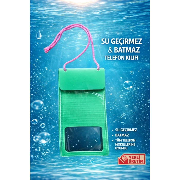 Tüm Telefon Modelleri ile Uyumlu Kilitli Su Geçirmez Batmaz Telefon Kılıfı