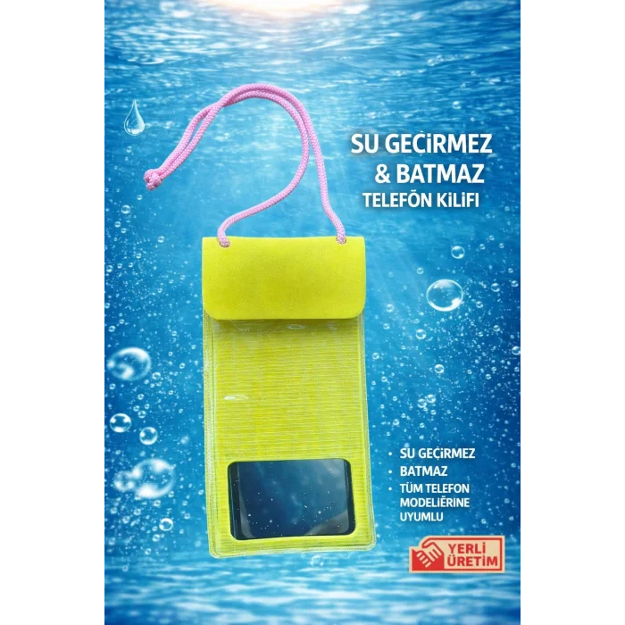 Tüm Telefon Modelleri ile Uyumlu Kilitli Su Geçirmez Batmaz Telefon Kılıfı
