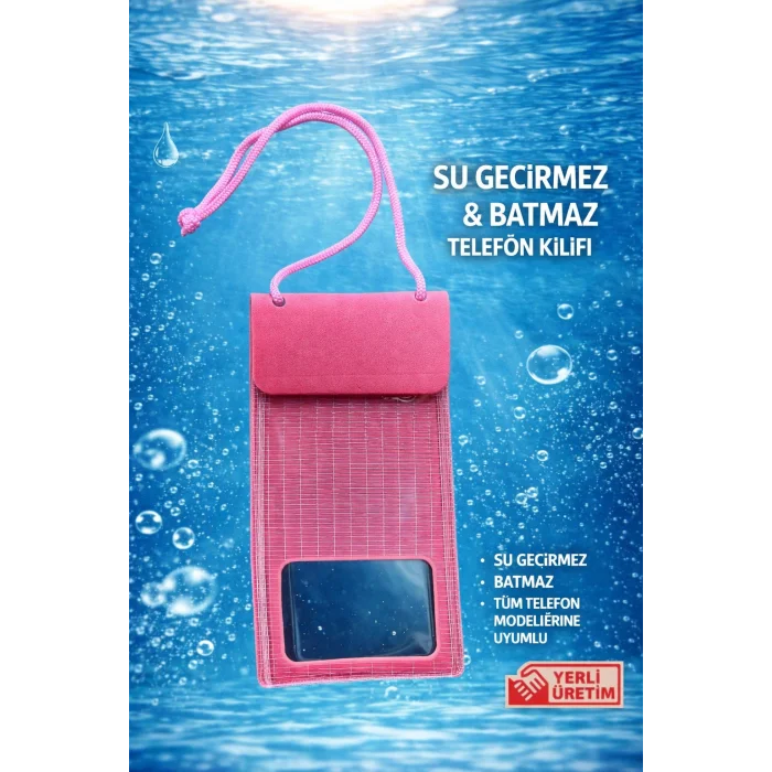 Tüm Telefon Modelleri ile Uyumlu Kilitli Su Geçirmez Batmaz Telefon Kılıfı