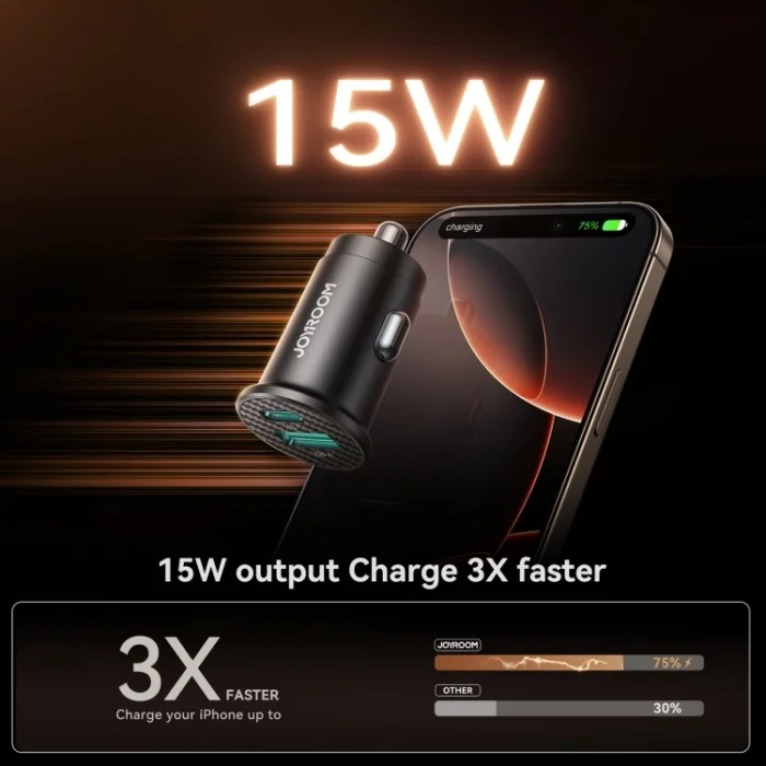 Joyroom JR-CCN16 15W 2 Çıkışlı Usb ve Type-c Mini Araç Şarj