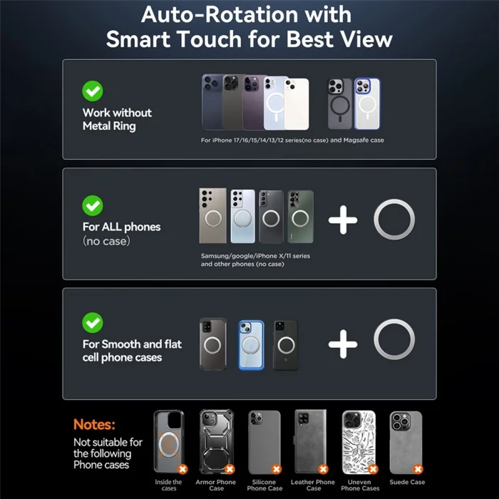 Joyroom JR-ZS506 15W Otomatik Dönen Manyetik Kablosuz Şarjlı Araç Tutucu