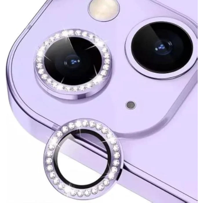 İphone 14/14 Plus ile Uyumlu Taşlı Renkli Lens Koruma