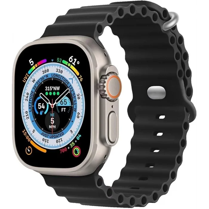 Apple Watch 6/7/8/9/10/SE/SE2/SE3/ultra Uyumlu 42 44 45 46 49mm İp Detay Dalga Tasarım Silikon Kordon