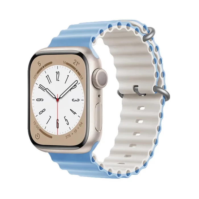 Apple Watch 6/7/8/9/10/SE/SE2/SE3/ultra Uyumlu 42 44 45 46 49mm İp Detay Dalga Tasarım Silikon Kordon