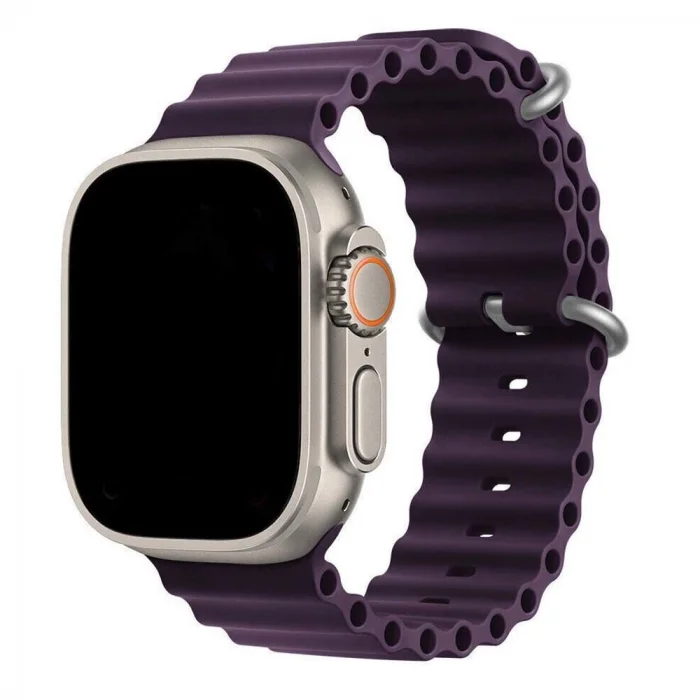 Apple Watch 6/7/8/9/10/SE/SE2/SE3/ultra Uyumlu 42 44 45 46 49mm İp Detay Dalga Tasarım Silikon Kordon