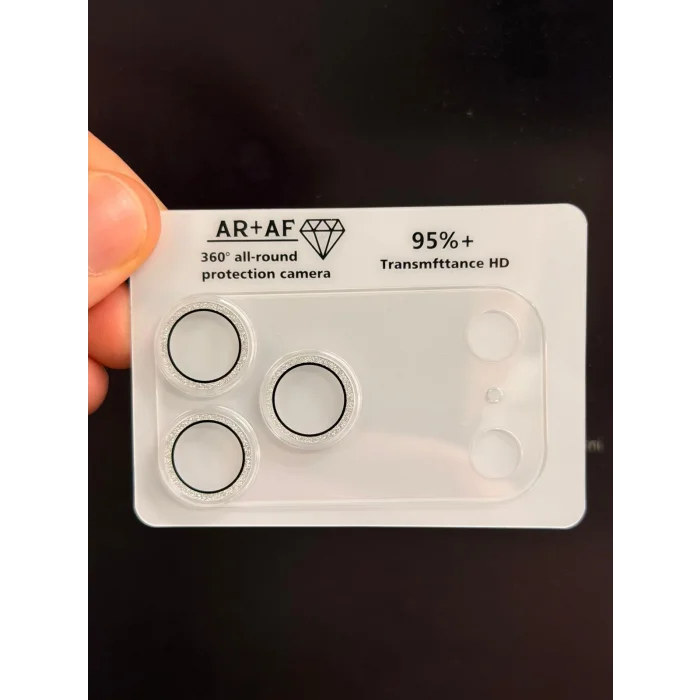 iPhone 17 Pro Şeffaf Tam Kapatan Taşlı Lens Koruyucu