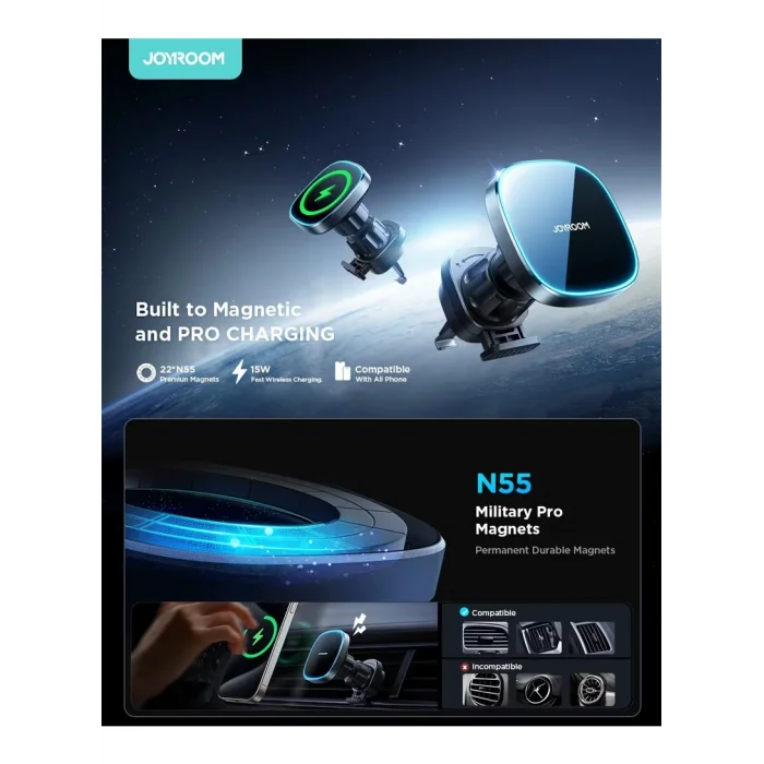 Joyroom JR-ZS388 15w Kablosuz Araç İçi Şarjlı Telefon Tutucu