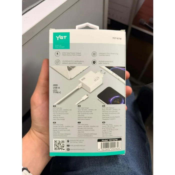 Ygt+ 67W Şarj Adaptörü Ve Kablosu