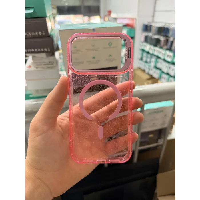 iPhone 17Pro-18 Pro Uyumlu Star Simli Standlı Magsafe Kılıf