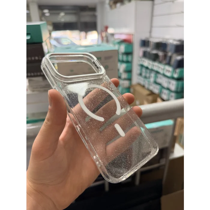 iPhone 17Pro Max-18 Pro Max Uyumlu Star Simli Standlı Magsafe Kılıf