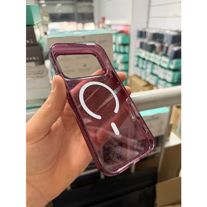 iPhone 17Pro Max-18 Pro Max Uyumlu Star Simli Standlı Magsafe Kılıf