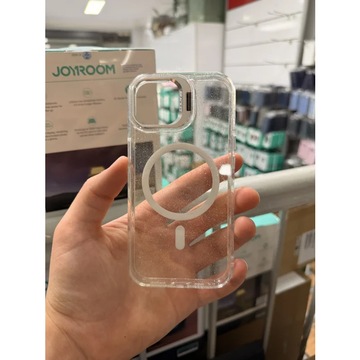 iPhone 13-14 Uyumlu Star Simli Standlı Magsafe Kılıf