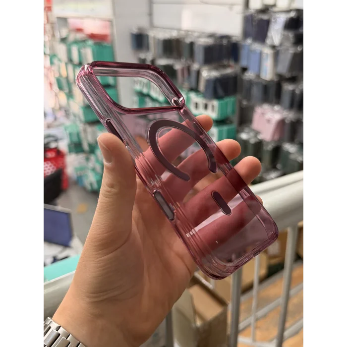 İphone 17 Pro Max ile Uyumlu Magsafe Özellikli Hybrid Animasyonlu Altı Kapalı Akıllı Tuşlu Sararmaz Kılıf