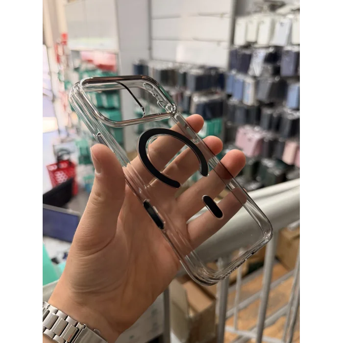 İphone 17 Pro ile Uyumlu Magsafe Özellikli Hybrid Animasyonlu Altı Kapalı Akıllı Tuşlu Sararmaz Kılıf