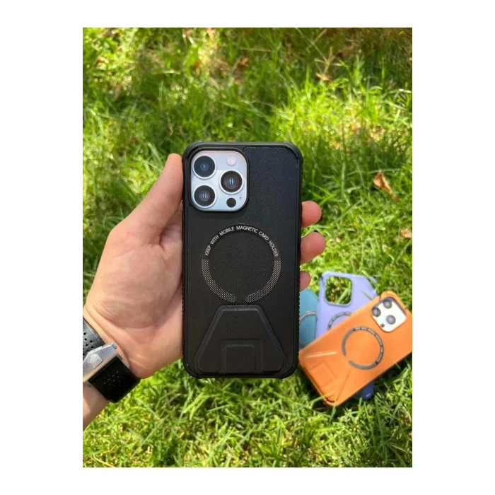 İphone 11 Magsafe Leather Stantlı Telefon Kılıfı