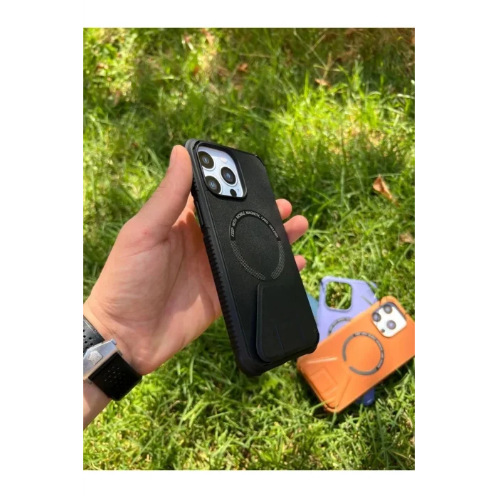 İphone 11 Magsafe Leather Stantlı Telefon Kılıfı