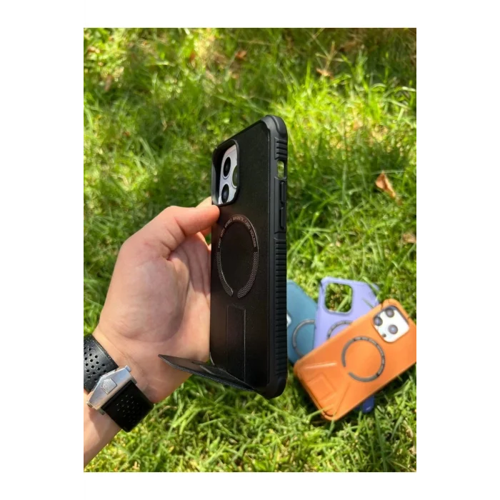 İphone 11 Magsafe Leather Stantlı Telefon Kılıfı