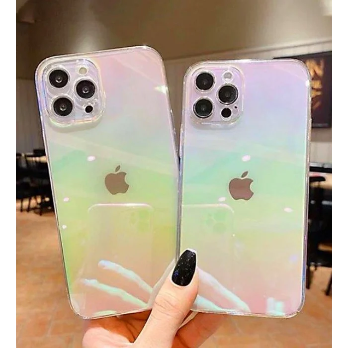 İphone 11 Parlak Rainbow Holografik Kamera Korumalı Sert Kılıf