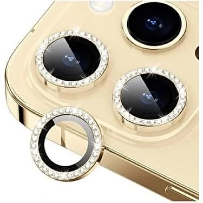 İphone 11 Pro Max Taşlı Kamera Lens Koruyucu Çerçeveli Koruyucu