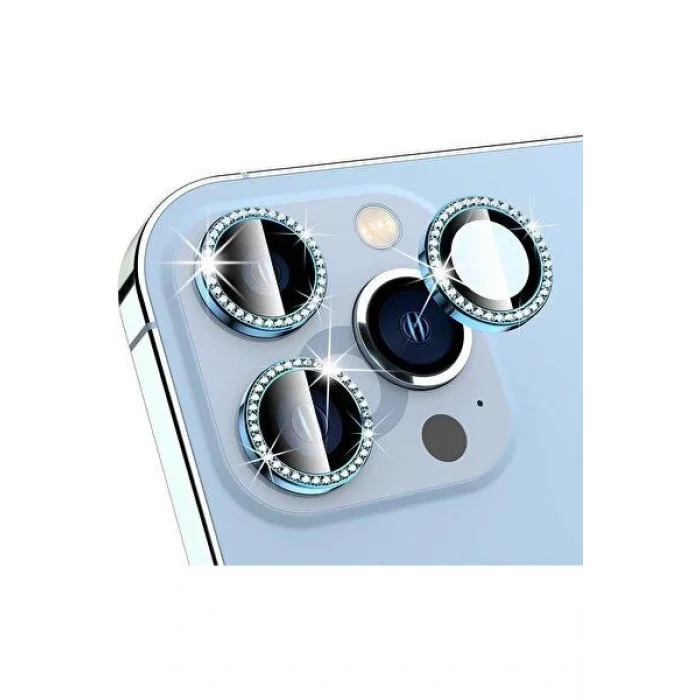 İphone 11 Pro Max Taşlı Kamera Lens Koruyucu Çerçeveli Koruyucu