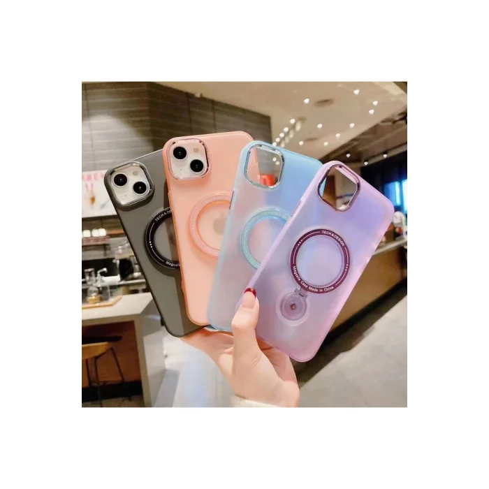 İphone 11 Stantlı Buzlu Sert Magsafe Kapak