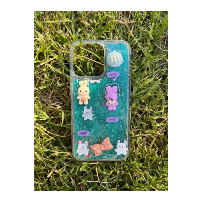 İphone 11 Uyumlu Sulu Simli Karakterli Telefon Kılıfı