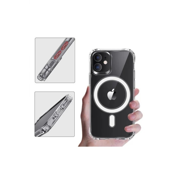 İphone 12 Pro Max Dayanıklı Manyetik Şeffaf Kılıf (MagSafe Uyumlu)
