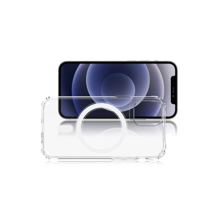 İphone 12 Pro Max Dayanıklı Manyetik Şeffaf Kılıf (MagSafe Uyumlu)