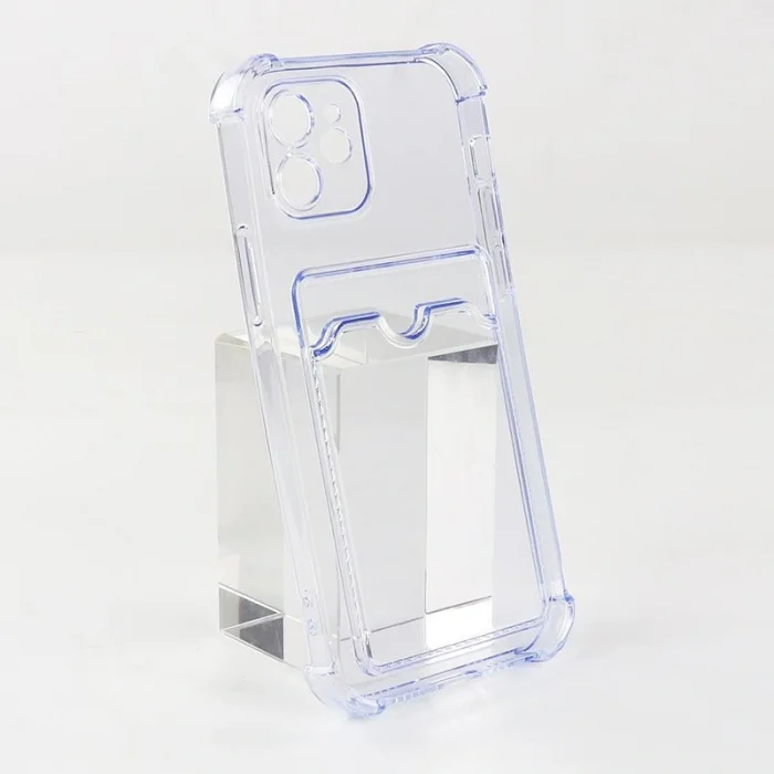 İphone 12 Pro Max Şeffaf Kartlıklı Kamera ve Darbe Korumalı Telefon Kılıfı