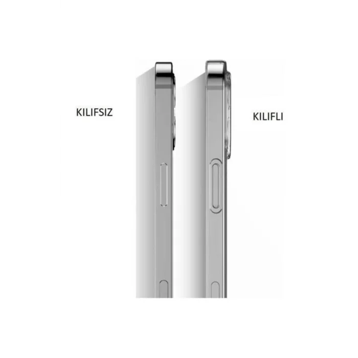 iPhone 13 Pro Kamera Korumalı Şeffaf Tıpalı Silikon Kılıf