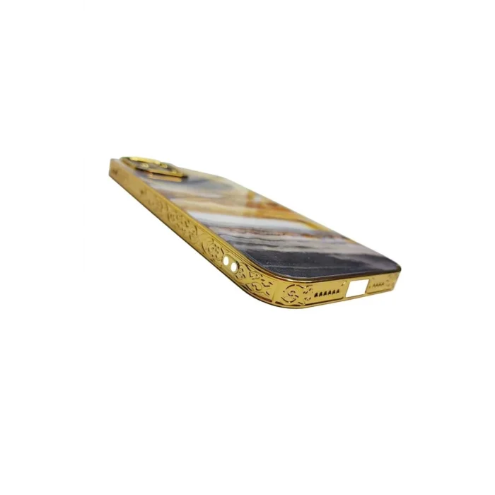 İphone 13 Pro Marble Case Mermer Desenli Cam Telefon Kılıfı