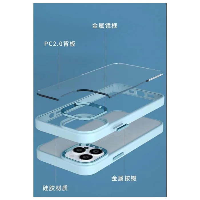 İphone 13 Pro Max Metal Kamera Çerçeveli Kenarları Renkli Kılıf