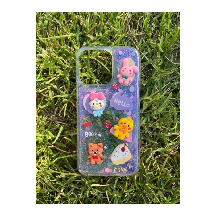 İphone 13 Pro Max Uyumlu Sulu Simli Karakterli Telefon Kılıfı