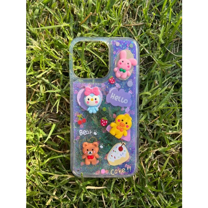 İphone 13 Pro Uyumlu Sulu Simli Karakterli Telefon Kılıfı