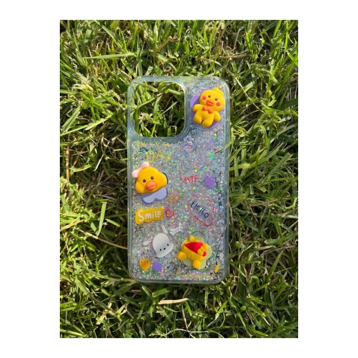 İphone 13 Pro Uyumlu Sulu Simli Karakterli Telefon Kılıfı