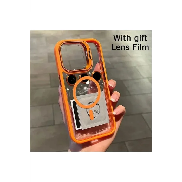 iPhone 13 Uyumlu Kılıf Klon Stantlı + Lens Korumalı MagSafe Kapak