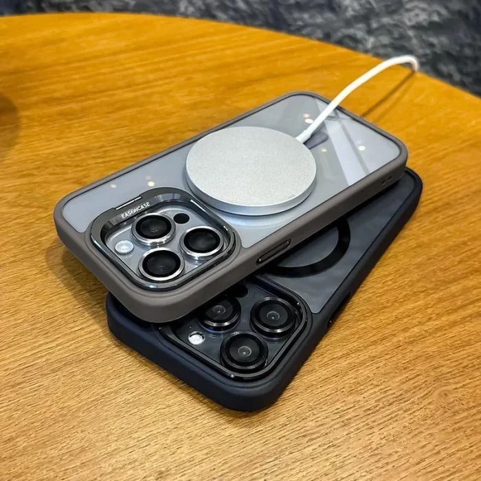 iPhone 13 Uyumlu Kılıf Klon Stantlı + Lens Korumalı MagSafe Telefon Kılıfı
