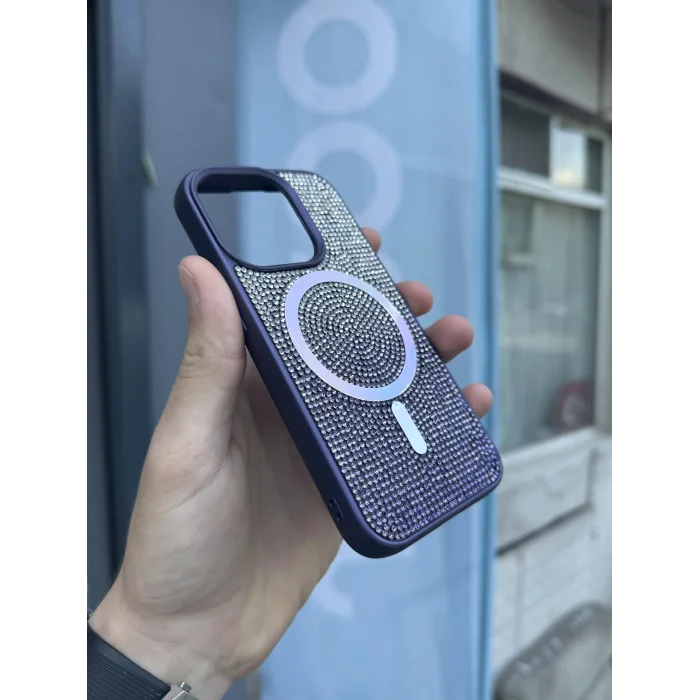 İphone 14 Kılıf Diamont MagSafe Hologramlı Kapak
