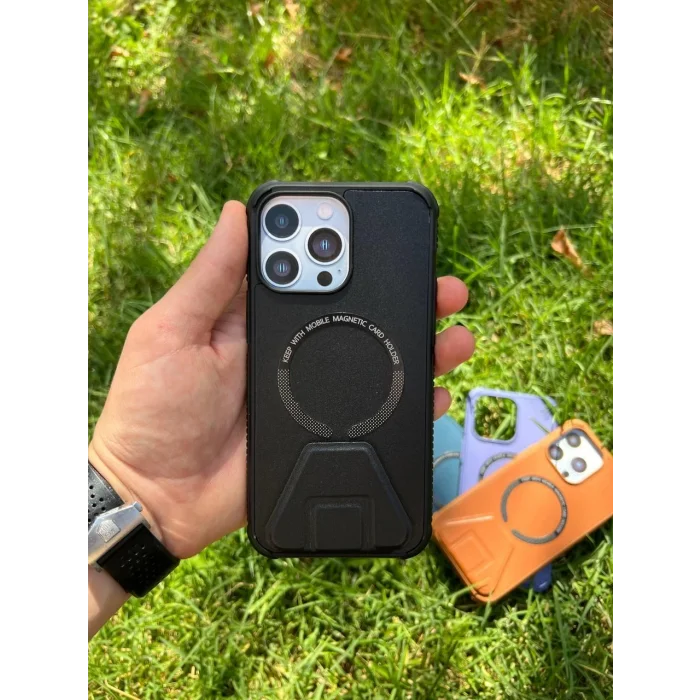 İphone 14 Magsafe Leather Stantlı Telefon Kılıfı