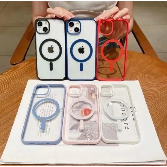 İphone 14 Magsafe Uyumlu Mat Çerçeveli Telefon Kılıfı