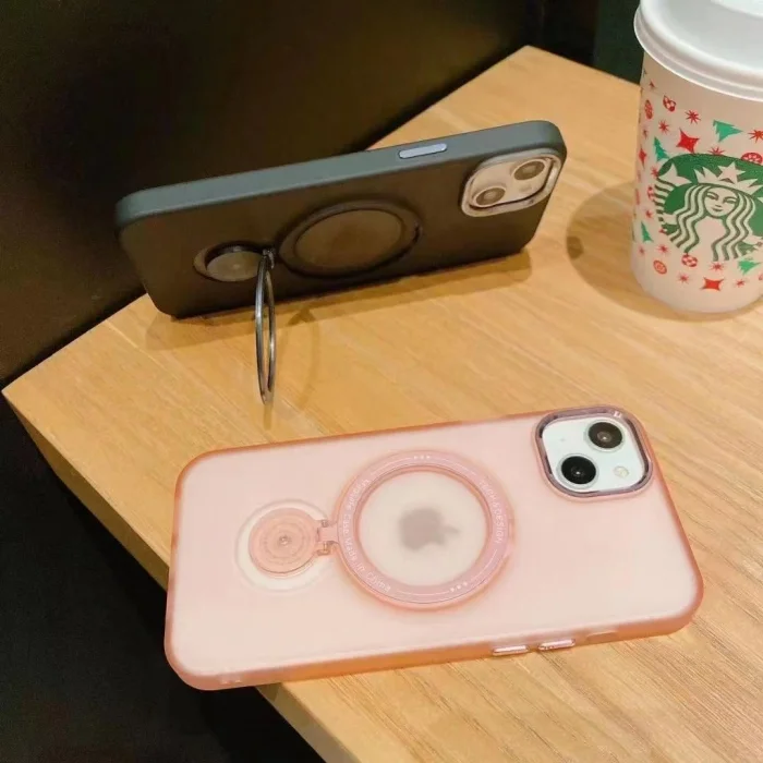 İphone 14 Plus Stantlı Buzlu Sert Magsafe Telefon Kılıfı