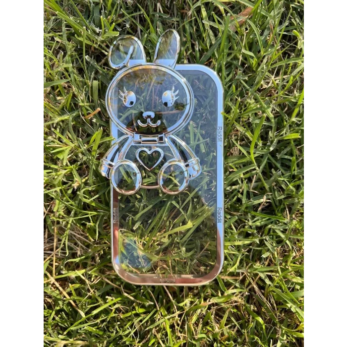 İphone 14 Plus Stantlı Rabbit Silikon Telefon Kılıfı
