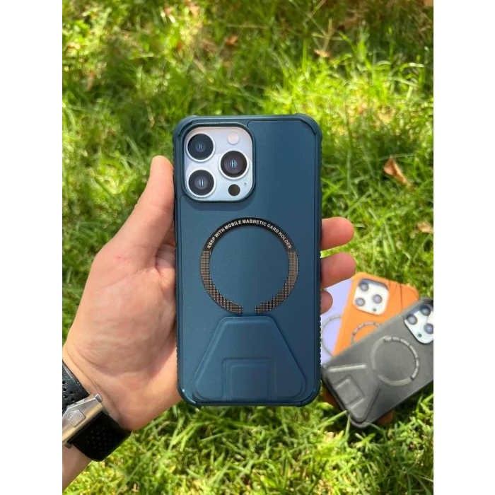 İphone 14 Pro Magsafe Leather Stantlı Telefon Kılıfı