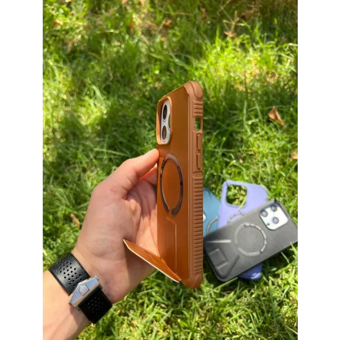 İphone 14 Pro Magsafe Leather Stantlı Telefon Kılıfı