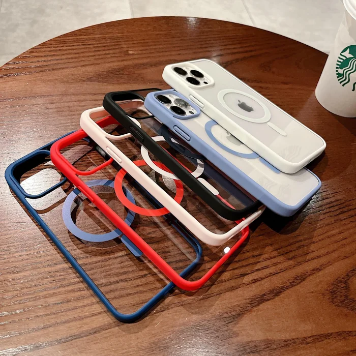 İphone 14 Pro Magsafe Uyumlu Mat Çerçeveli Telefon Kılıfı