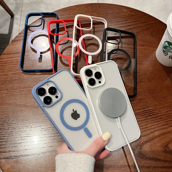 İphone 14 Pro Magsafe Uyumlu Mat Çerçeveli Telefon Kılıfı